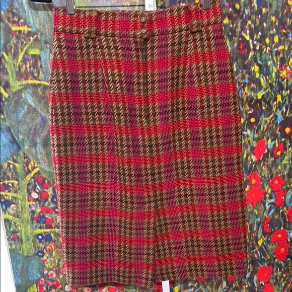 Vintage Mondi Plaid Skirt, Wool/Cotton Blend, Like New, EU 38, Size 6 - Picture 4 of 7